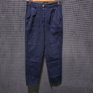 VTG Bespoke Feraud Wool Pants 29x29 Navy Blue High Rise Dressy Korshak W Germany